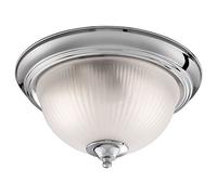 Searchlight American Diner Bathroom Flush Ceiling Light Brushed Silver Chrome Acid Ribbed Glass 4042