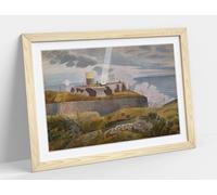 Searchlight at Dusk, 1941 by Eric Ravilious Stunning Framed Wall Art Print Picture - A4 - Light Oak Frame