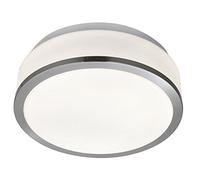 Searchlight BATHROOM - IP44 2 LIGHT FLUSH, OPAL WHITE GLASS SHADE WITH SATIN SILVER TRIM 7039-23SS