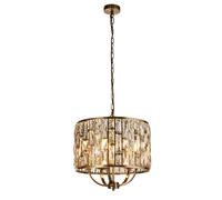Searchlight Bijou 5 Light Glass Chandelier - Antique Brass