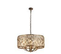 Searchlight Bijou 8 Light Glass Chandelier - Antique Brass