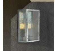 Searchlight Box II outdoor wall light, silver-coloured, glass, E27, IP44