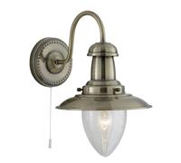 Searchlight Brass Switched Seeded Glass Shade Fisherman Wall Bracket Light New