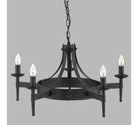 Searchlight Cartwheel II chandelier, five-bulb