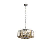 Searchlight Chapeau 4 Light Chrome Pendant/Semi Flush, Amber, Smoke and Clear Glass Crystals