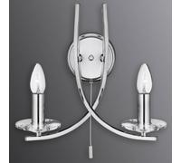 Searchlight Chrome-coloured Ascona wall light with 2 bulbs