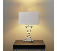 Searchlight Club table lamp, chrome/white, 35.5 cm high, textile, E14
