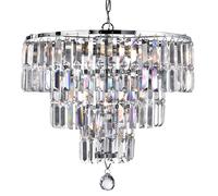 Searchlight Lighting 1375-5CC Empire 5 Light Ceiling Pendant In Polished Chrome Finish With Clear Crystal Bars