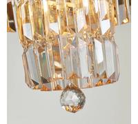 Searchlight Empire ceiling light, brass, 4-bulb, crystal glass, IP44
