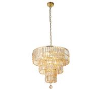 Searchlight Empire Chandelier - Satin Brass & Champagne Glass
