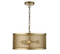 Searchlight Fishnet 3 Light Drum Ceiling Pendant - Matt Gold