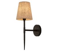 Searchlight 30690-1BK Gothic Wall Light, black, natural linen
