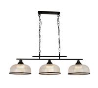 Searchlight Highworth 3 Light Bar Pendant Black, Holophane Style Glass