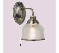 Searchlight Holophane glass wall light Bistro II, antique brass