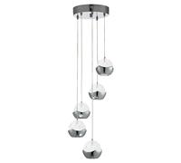 Searchlight Ice Ball - LED 5 Light Spiral Cluster Pendant Chrome