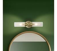 Searchlight Imperial wall light, brass, 2-bulb, steel, glass, IP44