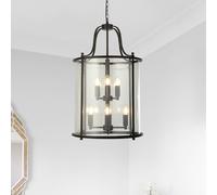 Searchlight Lantern Grande pendant light, black/clear, glass, E14