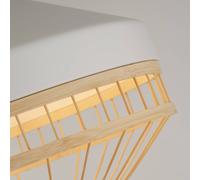 Searchlight Lanya pendant light, white, steel/bamboo, Ø 30 cm, E27