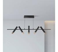 Searchlight LED pendant light Cylinder, black/ogld, metal, 120 cm long