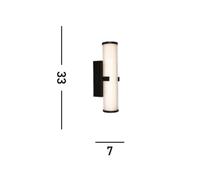 Searchlight LED wall light Clamp, black/white steel, glass, IP44