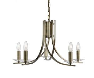 Searchlight Lighting 4165-5AB Ascona 5 Light Ceiling Fitting In Antique Brass Finish With Clear Glass Sconces