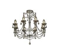 Searchlight Lighting 46496 Luna 8 Light Semi-Flush Bathroom Chandelier Ceiling Fitting In Polished Chrome Finish With Smoked Glass