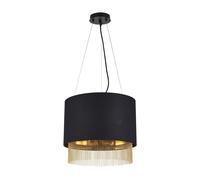 Searchlight Lighting Fringe 3 Light Ceiling Pendant in Black with Gold Detail