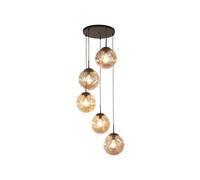 Hammered Glass 5 Light Mult Drop Pendant black