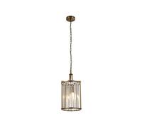 Searchlight Lighting Victoria 2 Light Pendant Antique Brass Clear Crystal