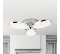 Searchlight Lori LED ceiling lamp, 3-bulb, Ø 44 cm, chrome/frosted, glass