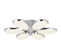 Searchlight Lori LED ceiling light, 6-bulb, 52 cm, chrome/frosted, glass