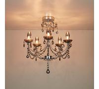 Searchlight Luna 5 Arm Semi-Flush Bathroom Chandelier - Smoked