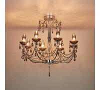 Searchlight Luna 8 Arm Semi-Flush Bathroom Chandelier - Smoked