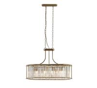 Searchlight Lighting Victoria 5 Light Oval Pendant Antique Brass Clear Crystal