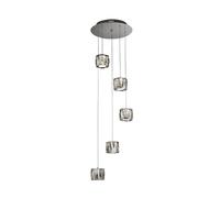 Searchlight Margot 5 Light LED Glass Cascade Ceiling Pendant - Smoked