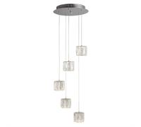 Searchlight Maxim - LED 5 Light Spiral Cluster Pendant Chrome Glass