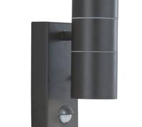 Searchlight Metro outdoor wall lamp, black, height 21 cm, sensor, 2-bulb