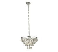 Searchlight MICHELLE - 4 Light Round Chrome Ceiling Pendant with Rain Drop Glass Balls