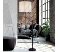 Searchlight Munich floor lamp, black/white, linen, E27, adjustable