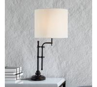 Searchlight Munich table lamp, black/white, linen, E27, adjustable