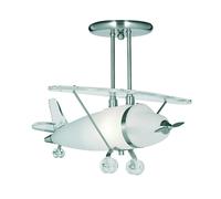 Searchlight Novelty Satin Silver Glass Airplane Chandelier Ceiling Pendant Light