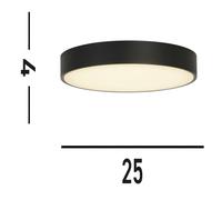 Searchlight Palma LED ceiling light, black, Ø 25 cm, steel/acrylic