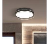 Searchlight Phoenix ceiling light, Ø 30 cm, black / chrome, IP44