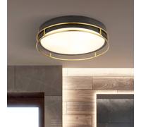Searchlight Phoenix ceiling light, Ø 40 cm, black / brass, IP44