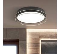 Searchlight Phoenix ceiling light, Ø 40 cm, black / chrome, IP44
