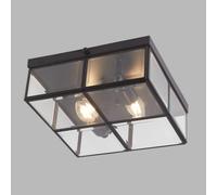 Searchlight Pisa ceiling light, glass shade, black