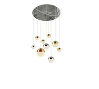 9 Lights Chrome Multi-Drop Ceiling Light with Copper Chrome Satin Brass Balls