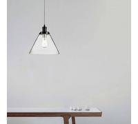Searchlight Pyramid pendant light, black/clear, glass, Ø 29 cm, E27