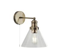 Searchlight Pyramid Wall Light Ab Clear Glass Shade