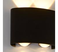 Searchlight Shadows LED outdoor wall lamp, width 12 cm, black, metal